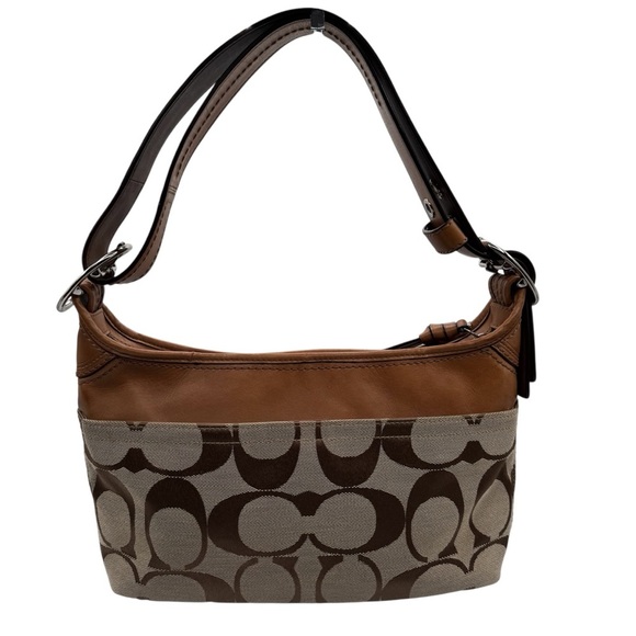 Coach Tan and Brown Signature Shoulder Bag | Very Good Condition - Picture 3 of 13